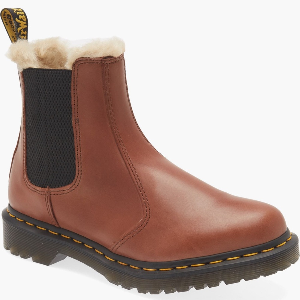Dr Marten Leonore Faux Fur Lined Chelsea Boots Size 11 New